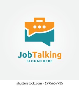 Diseño de plantilla de logotipo de charla de trabajo. Ilustración vectorial de chat de trabajo social