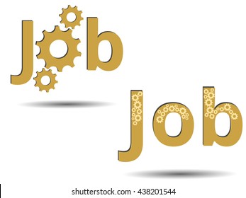 Job. The text on a white background. Vacancy. Gears.