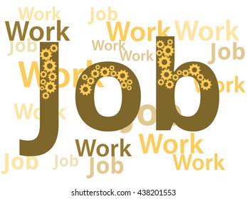 Job. The text on a white background. Vacancy. Gears.