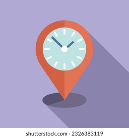 Job time location icon flat vector. Business person. Clock pressure