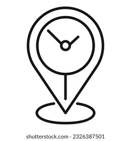 Job time location icon outline vector. Business person. Clock pressure