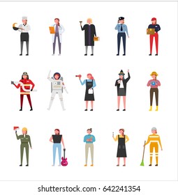 job uniform man character set vector illustration flat design