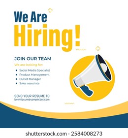 Job vacancy advertisement template. We are hiring announcement, poster, banner, social media, flyer