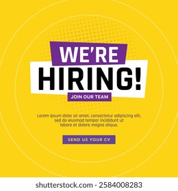 Job vacancy advertisement template. We are hiring announcement, poster, banner, social media, flyer