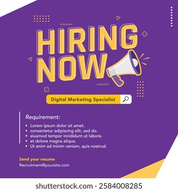 Job vacancy advertisement template. We are hiring announcement, poster, banner, social media, flyer