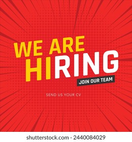 Job vacancy advertising template, hiring banner, poster, social media, flyer illustration