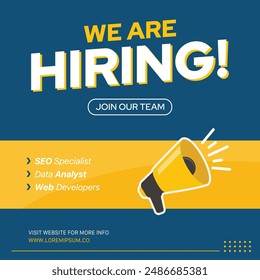 Job vacancy advertising template. We are hiring advertising, poster, banner, social media, flyer