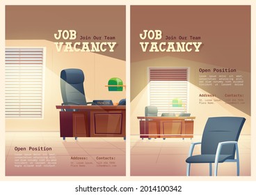 Job vacancy cartoon posters, we are hiring concept