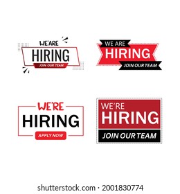 Job vacancy concept with we are hiring text design. Red and black color job vacancy social media post design. We are hiring a banner design with a red and black shade.