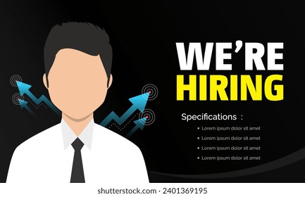 Job vacancy design background vector. we are hiring design background 