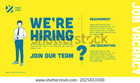 Job vacancy design banner. Open recruitment design template. Business recruiting vector illustration with flat style.
