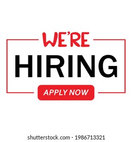 Job vacancy element png with we are hiring text effect. Red and white color recruitment element design. Business employees search advertisement element design images.