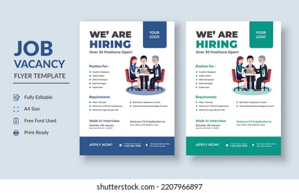 Job Vacancy Flyer Template, Job Recruitment Flyer, We Are Hiring Job Flyer Template