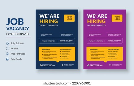 Job Vacancy Flyer Template, Job Recruitment Flyer, We Are Hiring Job Flyer Template