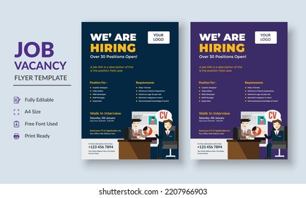 Job Vacancy Flyer Template, Job Recruitment Flyer, We Are Hiring Job Flyer Template