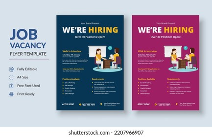 Job Vacancy Flyer Template, Job Recruitment Flyer, We Are Hiring Job Flyer Template