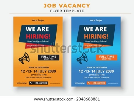 Job Vacancy Flyer Template, We are Hiring job Flyer Template
