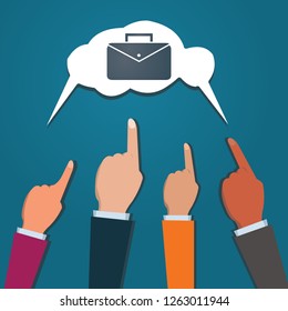 job vacancy with hand point upward vector symbol illustration