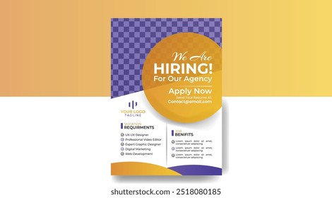 Job vacancy hiring flyer or poster design for social media circular post banner template 