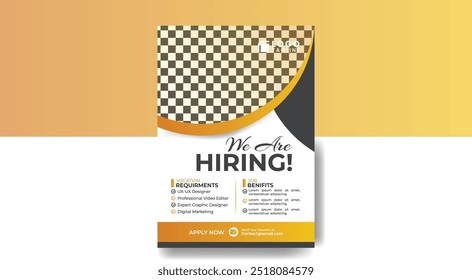 Job vacancy hiring flyer or poster design for social media circular post banner template 