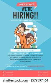 Job Vacancy Hiring Recruitment Poster Template With Cute Character Looking For Talent Vector