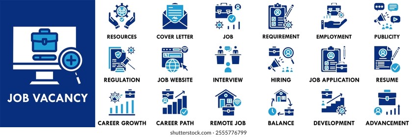 Job Vacancy icon collection set. Containing design vacancy, job, interview, career, recruitment, employment