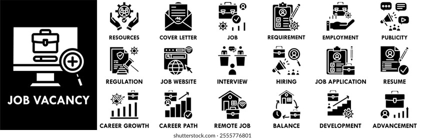 Job Vacancy icon collection set. Containing design vacancy, job, interview, career, recruitment, employment