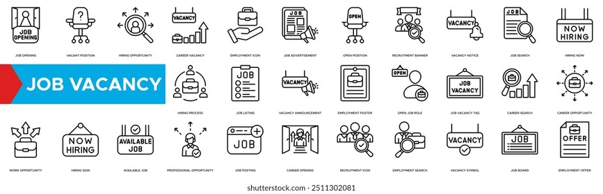 Ícone Vaga de Cargo. Ícone de Abertura de Cargo, Posição Vaga, Oportunidade de Admissão, Vaga de Carreira e Emprego