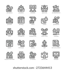 Job Vacancy Icon pack para seu site, celular, apresentação e design de logotipo. Design da estrutura de tópicos do Ícone de Vaga de Trabalho. Ilustração de gráficos vetoriais e traçado editável.
