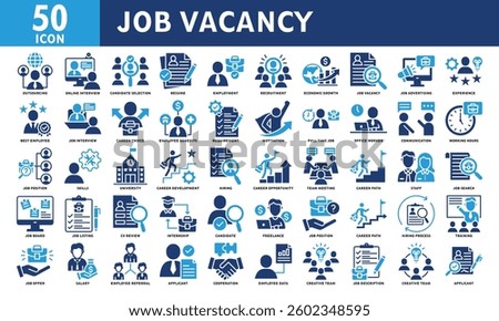 Job vacancy icon set collection. Simple color fill vector.