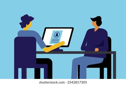Ilustração do candidato à entrevista de vaga de emprego