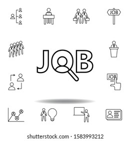 Job, vacancy, magnifier icon. Set of hr elements. Can be used for web, logo, mobile app, UI, UX