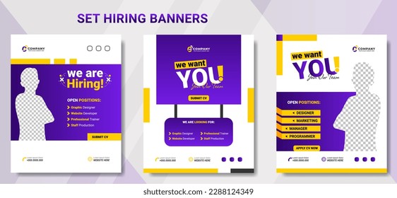 Job vacancy poster. Set hiring job vacancy design template. Bundle poster, flyer, brochure, cover, layout for business