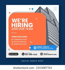Job vacancy social media post template
