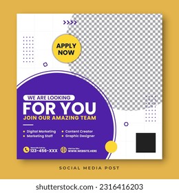 Job vacancy social media post template