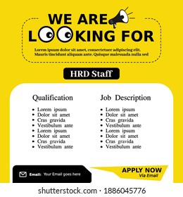 Job Vacancy Templates. We Are Hire Jobs That Are Used On Social Media Content With Eye Concept 