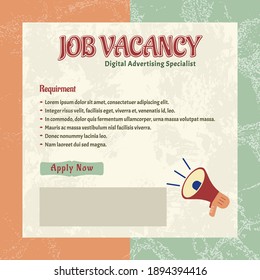 Job vacancy templates. We are hire jobs that are used on social media content. Digital advertising specialist