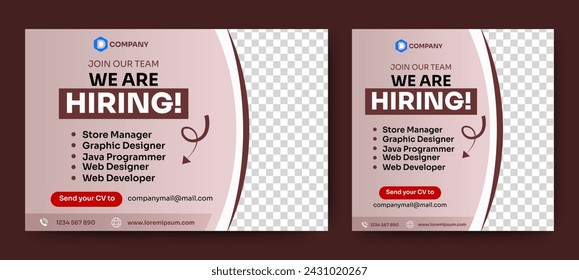 Job vacancy templates. We are hire jobs that are used on social media content.	