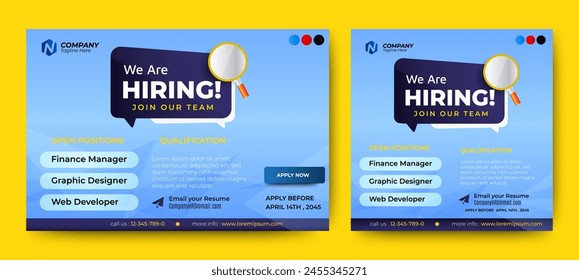 Job vacancy templates. We are hire jobs that are used on social media content.	