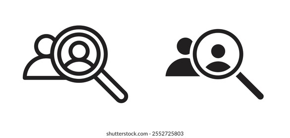 Job vacancy vector icon set black filled and outlined style.