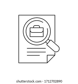 Puesto vacante.Búsquedas de trabajo. Icono lineal vectorial aislado en fondo blanco.