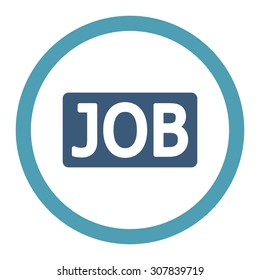Job vector icon. This rounded flat symbol is drawn with cyan and blue colors on a white background.