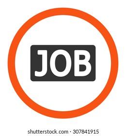 Job vector icon. This rounded flat symbol is drawn with orange and gray colors on a white background.
