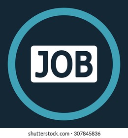 Job vector icon. This rounded flat symbol is drawn with blue and white colors on a dark blue background.
