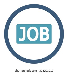 Job vector icon. This rounded flat symbol is drawn with cyan and blue colors on a white background.