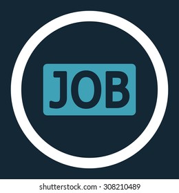 Job vector icon. This rounded flat symbol is drawn with blue and white colors on a dark blue background.