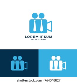 job video camera human tie logo vector icon download