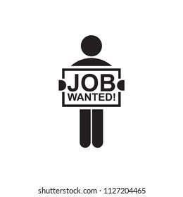 Job wanted icon, human symbols require work by holding a label. Isolate on white background. Vector.