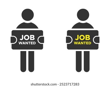 Job wanted vector icons set