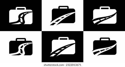 job way briefcase suitcase icon symbol vector logo illustration.